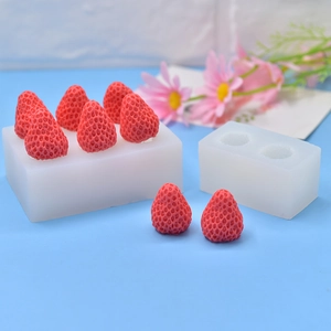 Strawberry silicone mold set for DIY candles, soaps, and fondant with realistic texture