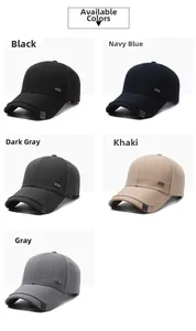 Sélection de cinq casquettes de baseball pour hommes en noir, marine, gris et kaki