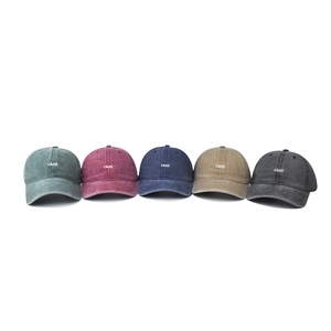 Vintage washed cotton baseball caps with Chilli embroidery in five assorted colors