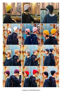 Detailed grid view showcasing various colors and fine knit texture of unisex beanies