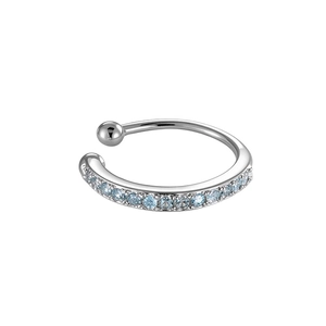 Polsino per orecchio in argento con cristalli azzurri dal design minimalista elegante