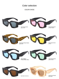Close-up showing color selection for kids' cat-eye sunglasses with various lenses