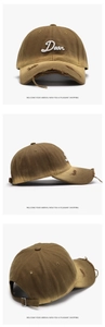 Mise en page trois vues de la casquette baseball en coton kaki avec broderie Dear