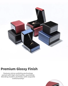 Detail view of premium LED lighted jewelry box with polished finish and soft inner lining