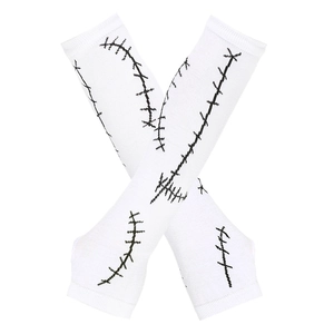Detail of Sally stitch pattern arm sleeves with elastic wrist and thumb hole design