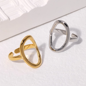 Minimalist geometric irregular open ring in gold and silver finish for women