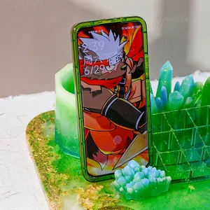 Funda de teléfono verde esmeralda translúcida con bordes reforzados antigolpes