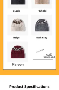 Detailed knit texture and color selection of geometric pattern winter beanies