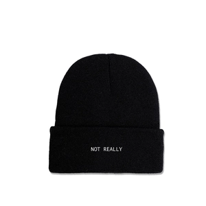 Not Really Embroidered Knitted Beanie Hat Warm Acrylic Cuffed Skull Cap Winter Autumn Fashion Casual For Men Women