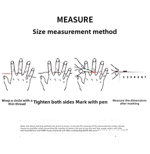 Visual guide showing four steps to measure finger circumference for ring size accurately