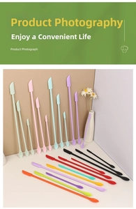 Detailed set of double-headed silicone spatulas in multiple colors and varying lengths