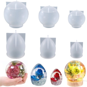 Silicone Molds Resin DIY Casting Egg Spherical Shapes Desktop Ornament With LED Wooden Base Light Night Decoration