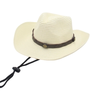 Cappello da cowboy in paglia stile western con fascia marrone e sottogola regolabile