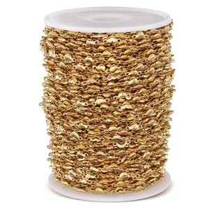 18k gold plated stainless steel heart chain on spool for DIY jewelry making and crafts