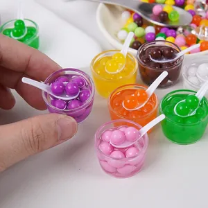 Miniatuur Voedsel Model Dessert Kom Taro Ballen Simulatie Fruitsalade Poppenhuis Accessoires Sleutelhanger Decoratie