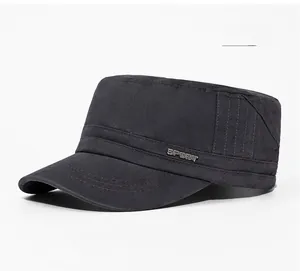Detail of dark grey cadet cap featuring a metallic SPORT side tag and twill texture