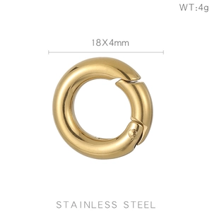 Close-up of 18mm golden vacuum plated stainless steel spring clasp jewelry accessory