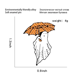 Detail of ghost umbrella enamel pin made from eco-friendly alloy and soft enamel