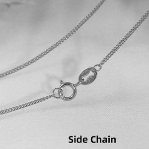 Close-up of S925 sterling silver curb chain detail with a secure spring clasp