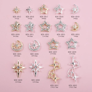 Star Moon Nail Art Charms Alloy Rhinestone Artificial Pearl Hollow Out 3D Luxury DIY Manicure Decoration For Women