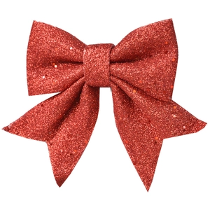 Sparkling red glitter bow ornament for Christmas tree and festive wall decoration