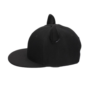 Casquette snapback noire unisexe avec cornes de diable en 3D en sergé de coton