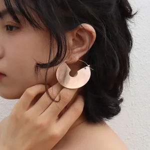 Medical grade titanium steel 18K gold plated large hollow disk earrings for women
