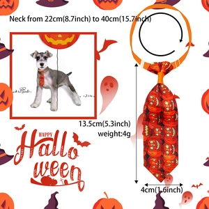 Halloween pumpkin pet tie for dogs with adjustable collar buckle and ribbed fabric texture