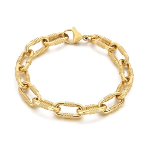 Industrial 10mm gold chunky chain bracelet for men and women with sturdy lobster clasp