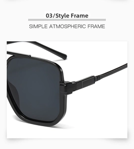 Detail of sturdy hinge connection on vintage black square frame sunglasses
