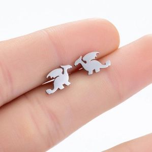 Dinosaur Dragon Stud Earrings Stainless Steel Silhouette Animal Shape Fashion Minimalist Jewelry For Women