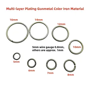 Various sizes of iron jump rings for DIY jewelry making in multiple diameters