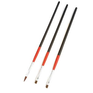3pcs nail art brushes with black and red wooden handles for drawing and dotting