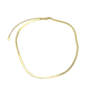 Minimalist 925 sterling silver gold plated flat snake bone chain necklace for women