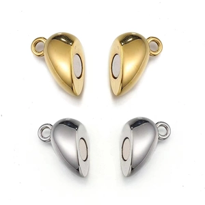 Polished gold and silver heart-shaped magnetic jewelry clasps for DIY bracelets and necklaces