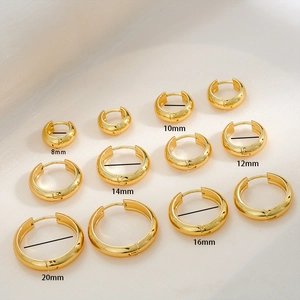 Polished gold titanium steel hoop earrings available in six sizes from 8mm to 20mm
