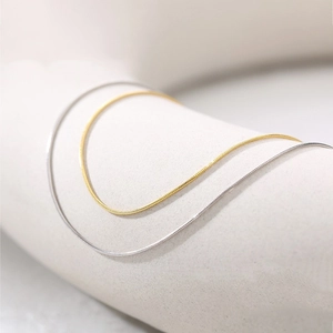 Collane a serpente minimaliste da 1 mm in argento sterling S925, finitura oro e argento