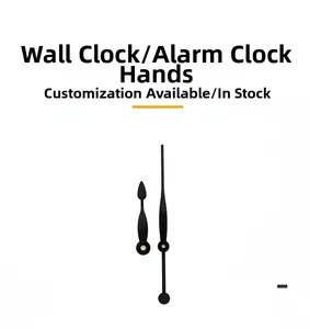 Detail showing a pair of minimalist black quartz clock hands for wall or alarm clocks