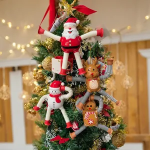 Christmas Pop Tubes Sensory Toys Stretchable Suction Cup Plastic Robot Giraffe Santa Stress Relief Fidget Ornaments