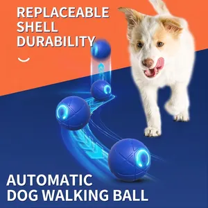 Palla intelligente automatica per cani con guscio blu resistente ed effetti di movimento