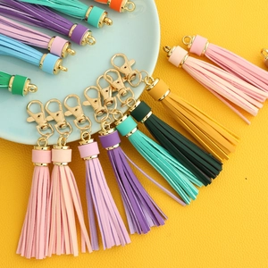 PU Leather Tassel Keychain For Bag Charm DIY Jewelry Accessories With Gold Metal Clasp Colorful Multi Color
