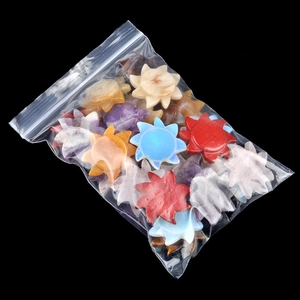 Mix of colorful natural crystal sun flower stones including amethyst and tiger eye gems