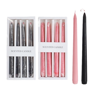 Set of 4 black and pink bleeding taper candles for Halloween party atmosphere and decor