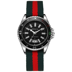 Men Quartz Watch With Alloy Case Nylon Strap Date Calendar Luminous Hands Sporty Casual Wristwatch
