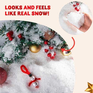 Close-up of artificial snow texture for Christmas tree and festive winter scene decoration
