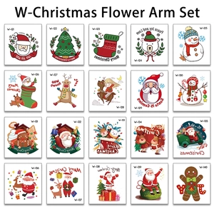 Set of 20 Christmas temporary tattoos featuring Santa Claus, reindeer, and snowman motifs