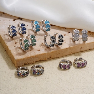 Colorful heart-shaped zircon huggie hoop earrings in multiple elegant crystal colors