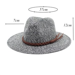 Détails du chapeau Panama tissé avec dimensions: tête 57cm, bord 7cm et hauteur 12cm
