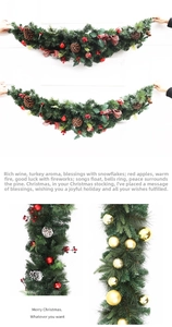 Detailed Christmas garland with red berries, pine cones and festive ornaments