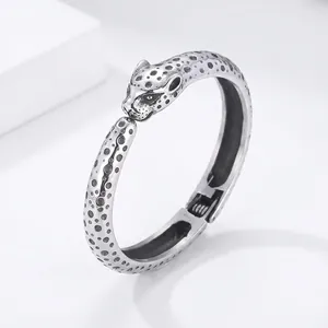 Leopard Head Bangle 316L Stainless Steel Cuff Bracelet Punk Animal Design Vintage Jewelry For Men Women